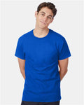 Hanes 5590 Men's Authentic Pocket T-Shirt - Deep Royal - model front