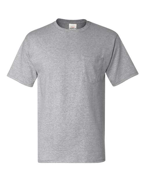 Hanes 5590 Men's Authentic Pocket T-Shirt - Light Steel - front