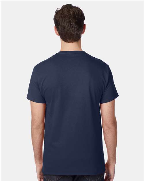 Hanes 5590 Men's Authentic Pocket T-Shirt - Navy - model back