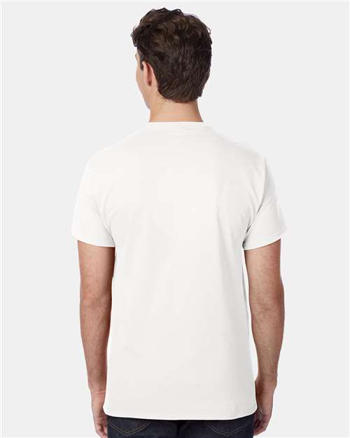 Hanes 5590 Men's Authentic Pocket T-Shirt - White - model back