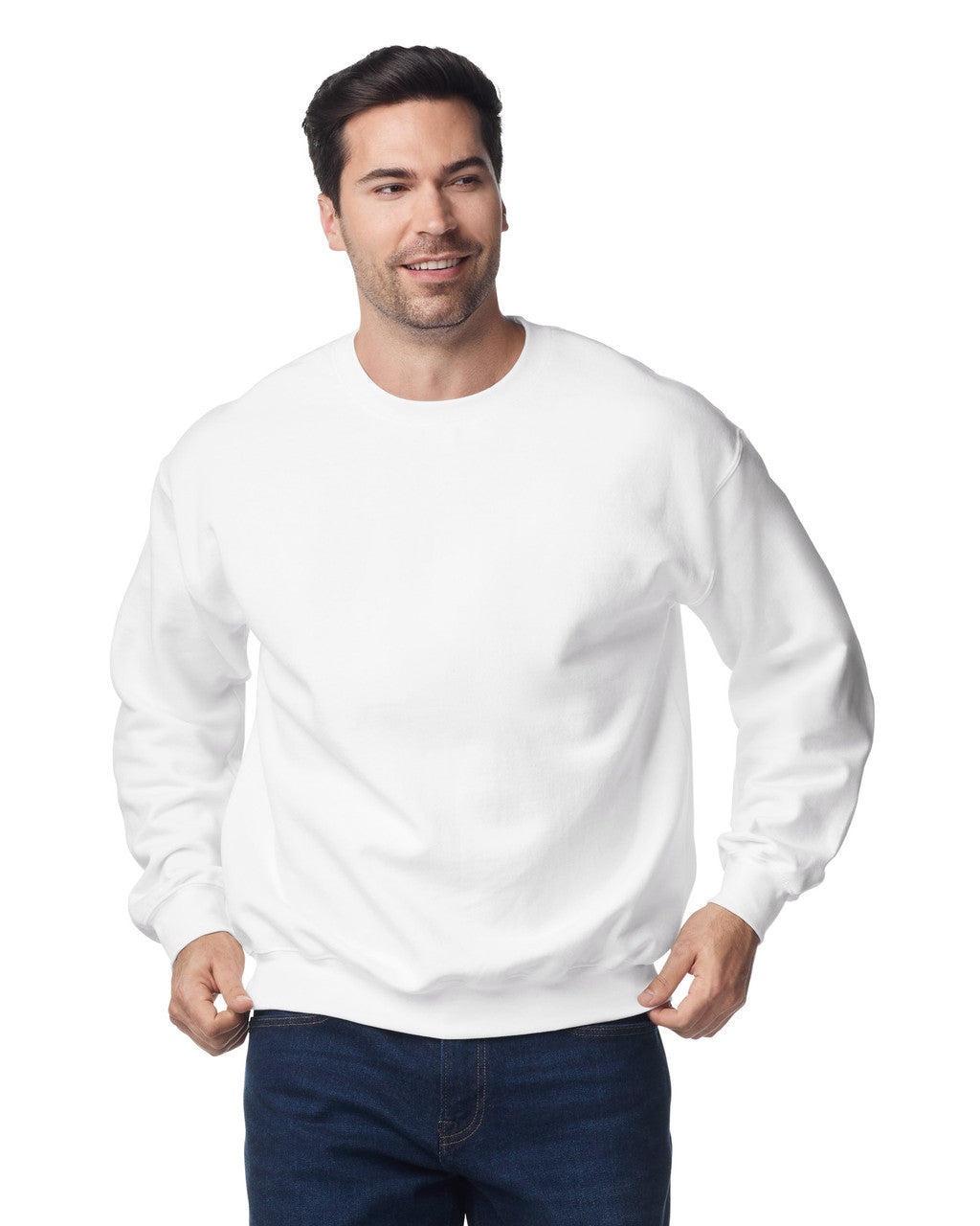 Gildan G180 Heavy Blend Crewneck Sweatshirt - White - model front