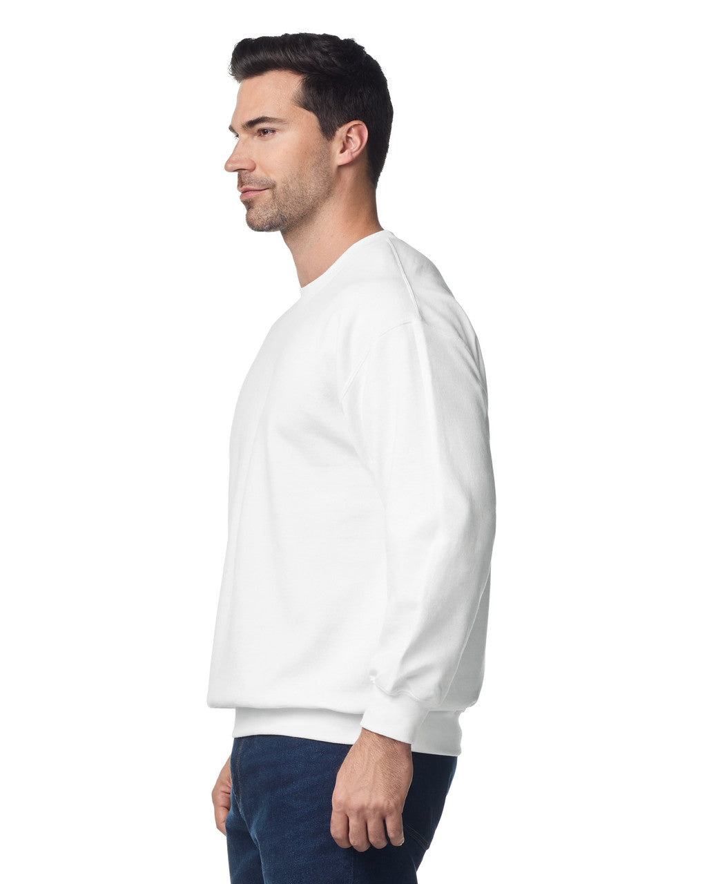 Gildan G180 Heavy Blend Crewneck Sweatshirt - White - model side