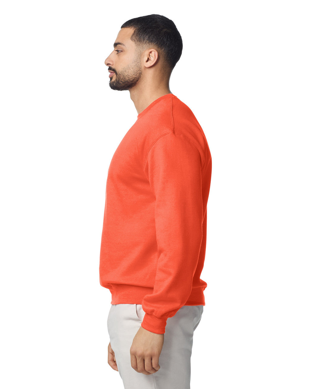Gildan G180 Heavy Blend Crewneck Sweatshirt - Orange - model side
