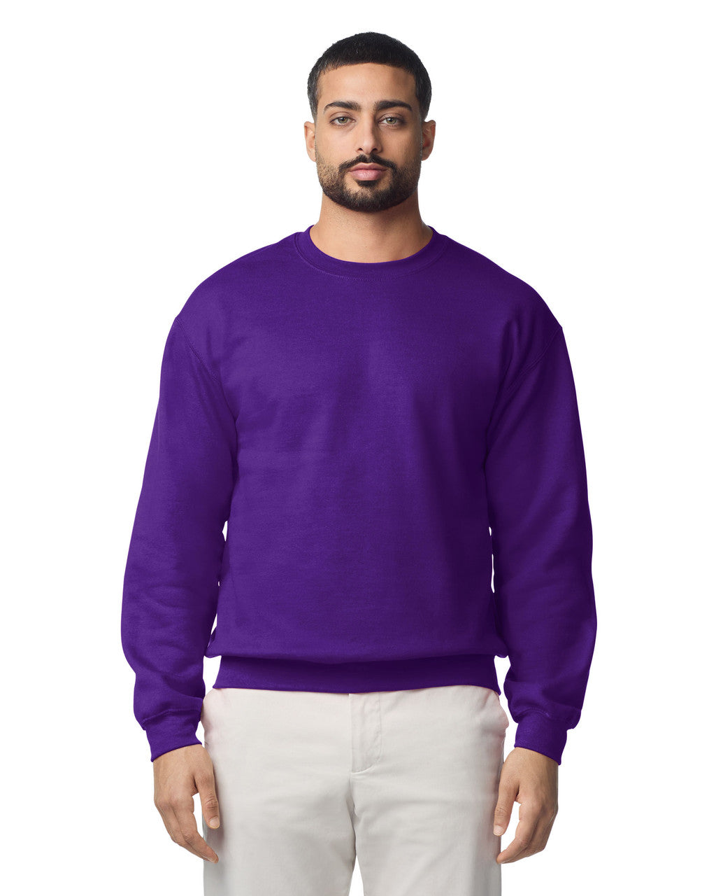 Gildan G180 Heavy Blend Crewneck Sweatshirt - Purple - model front