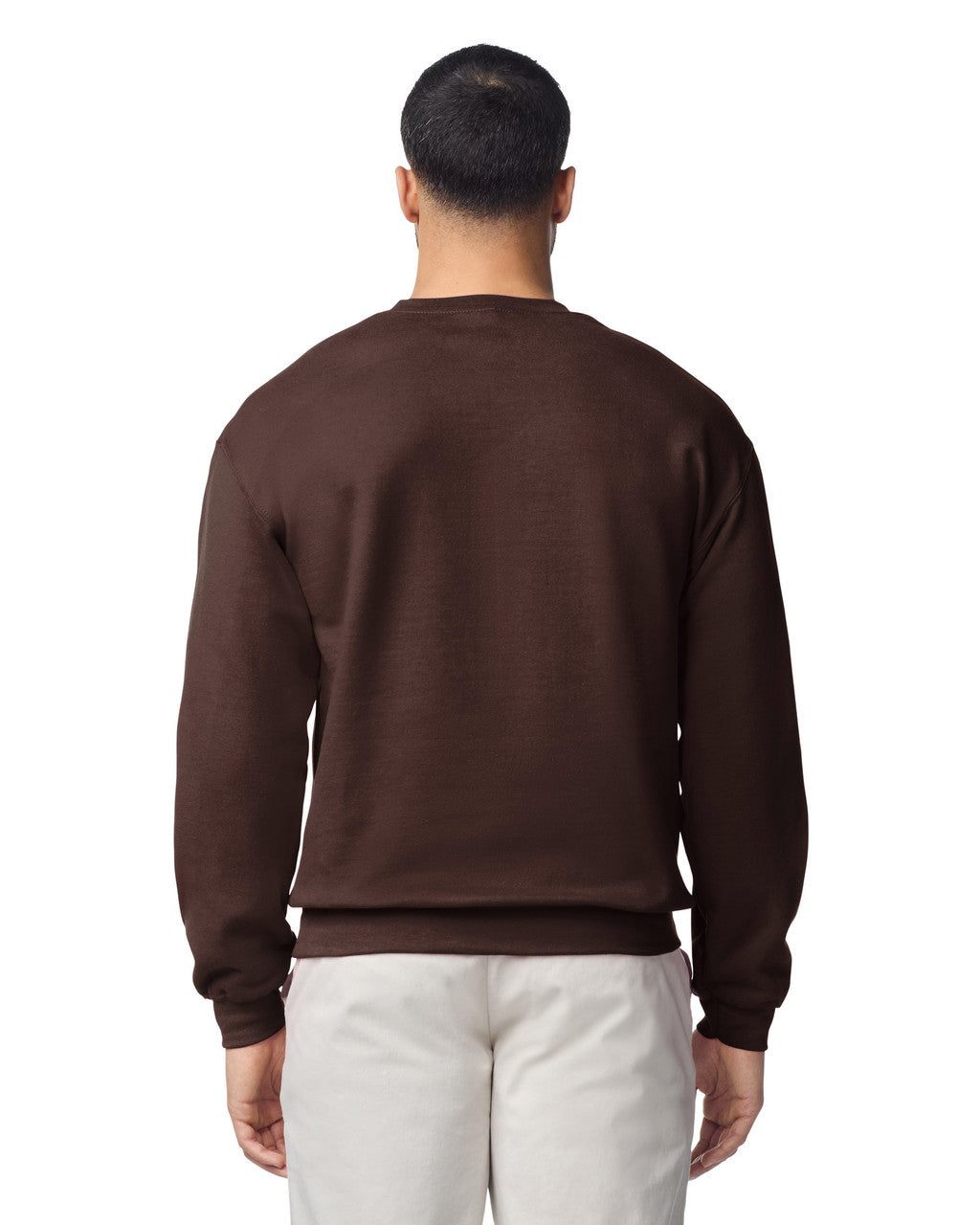 Gildan G180 Heavy Blend Crewneck Sweatshirt - Dark Chocolate - model back
