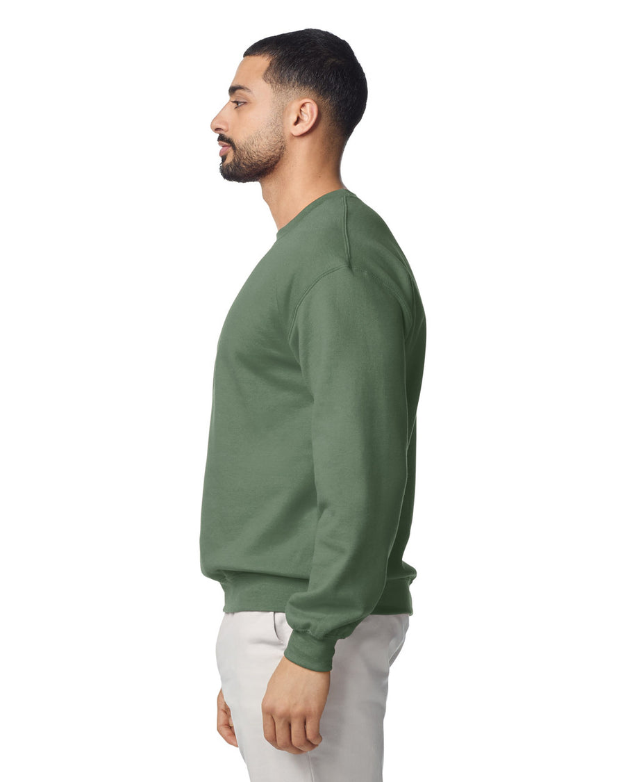 Gildan G180 Heavy Blend Crewneck Sweatshirt - Military Green - model side