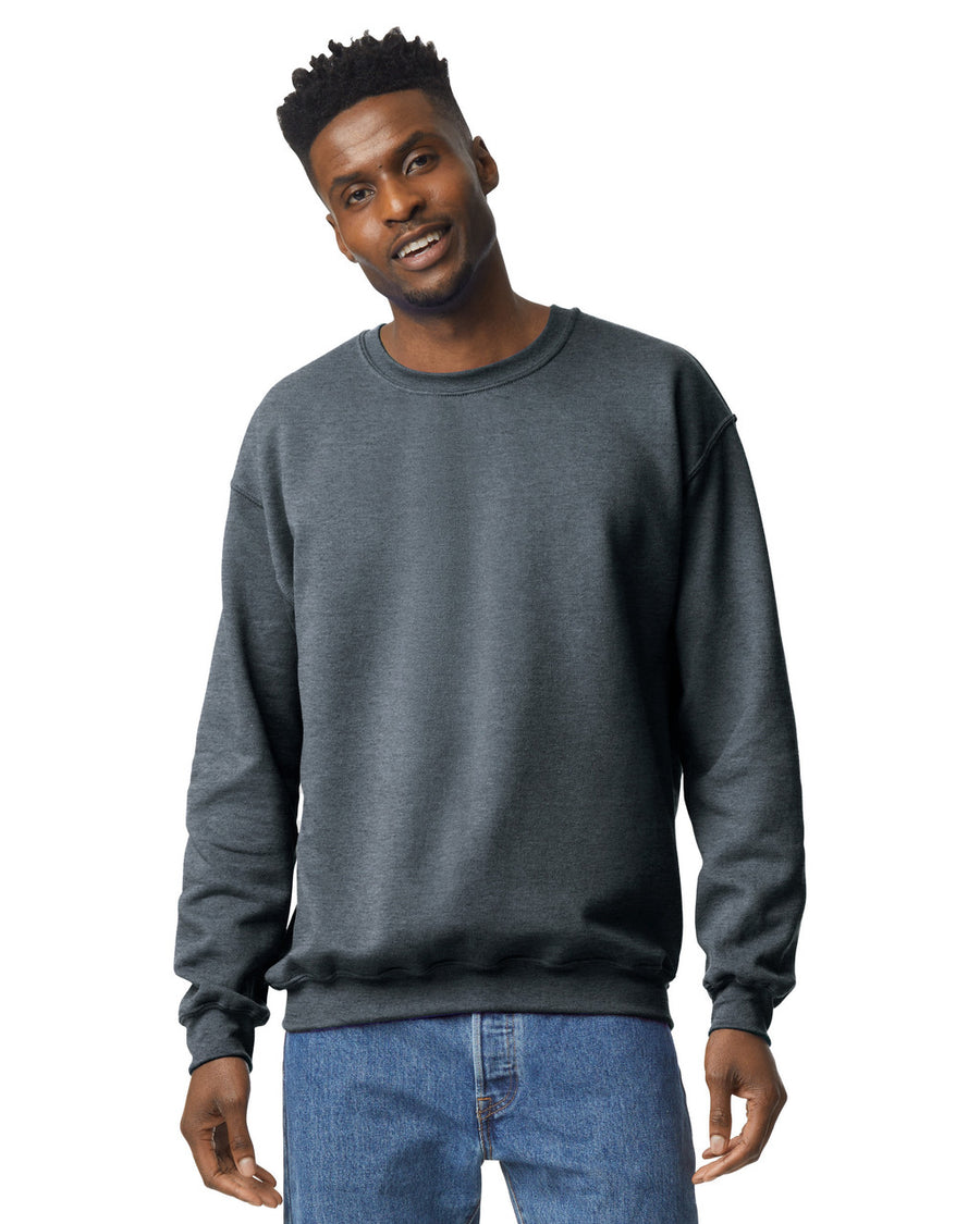 Gildan G180 Heavy Blend Crewneck Sweatshirt - Dark Heather - model front