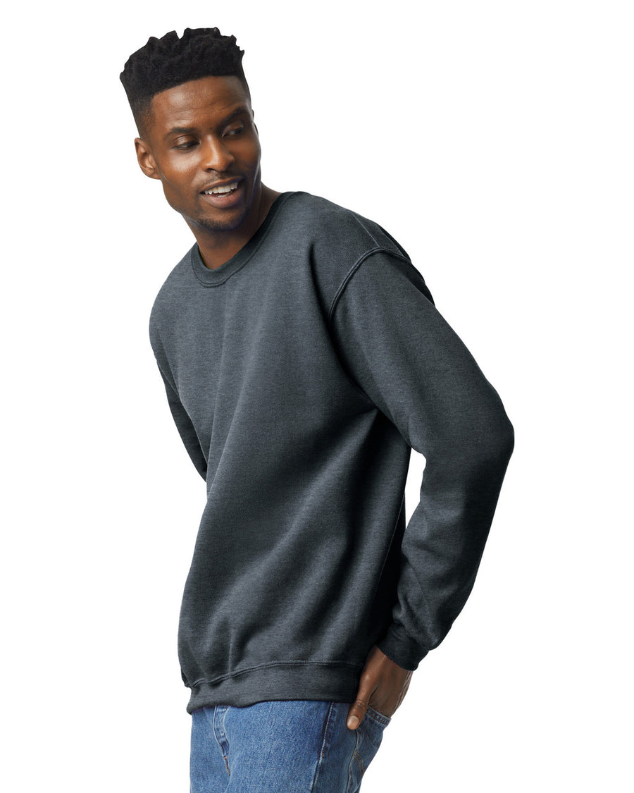 Gildan G180 Heavy Blend Crewneck Sweatshirt - Dark Heather - model side