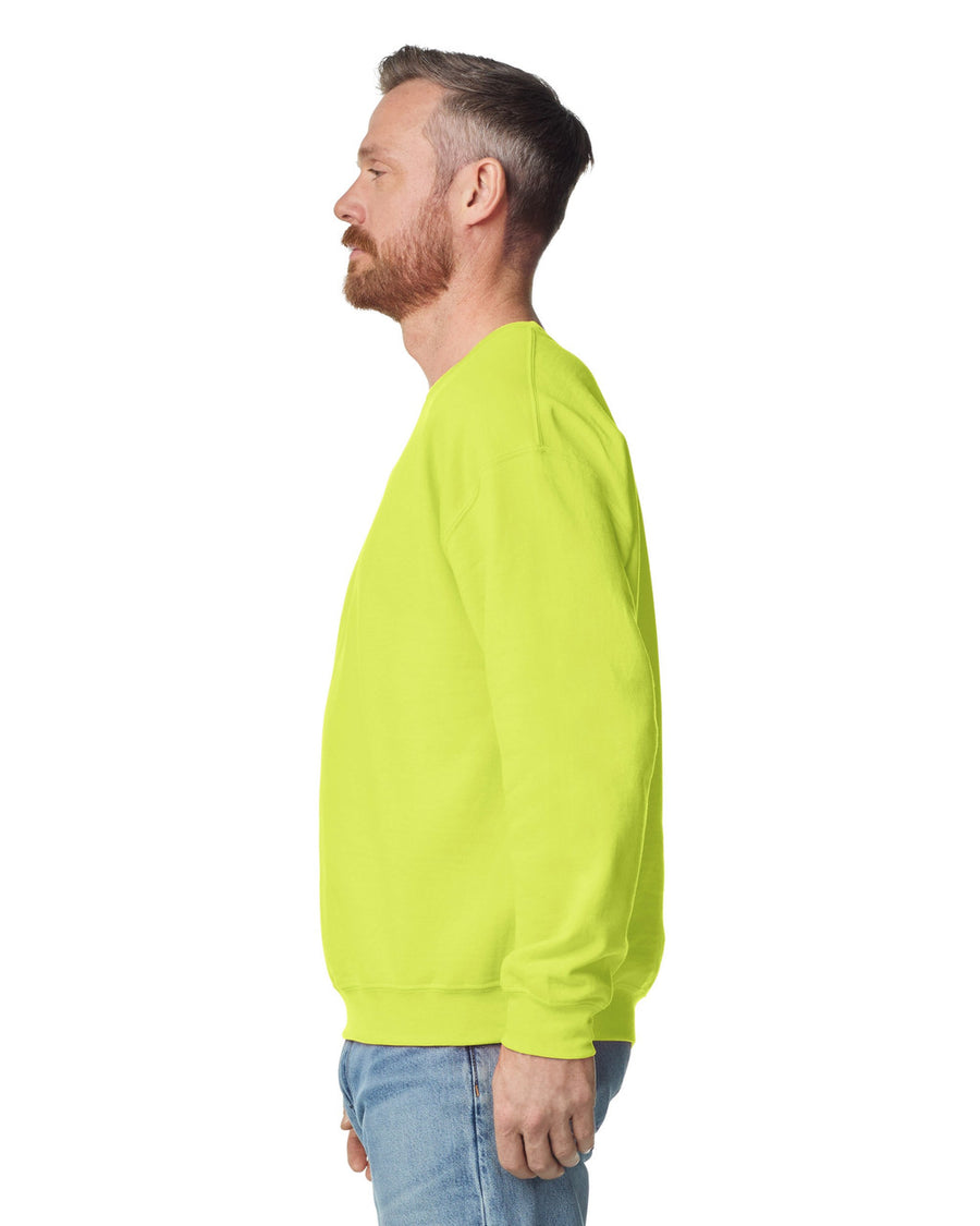Gildan G180 Heavy Blend Crewneck Sweatshirt - Safety Green - model side