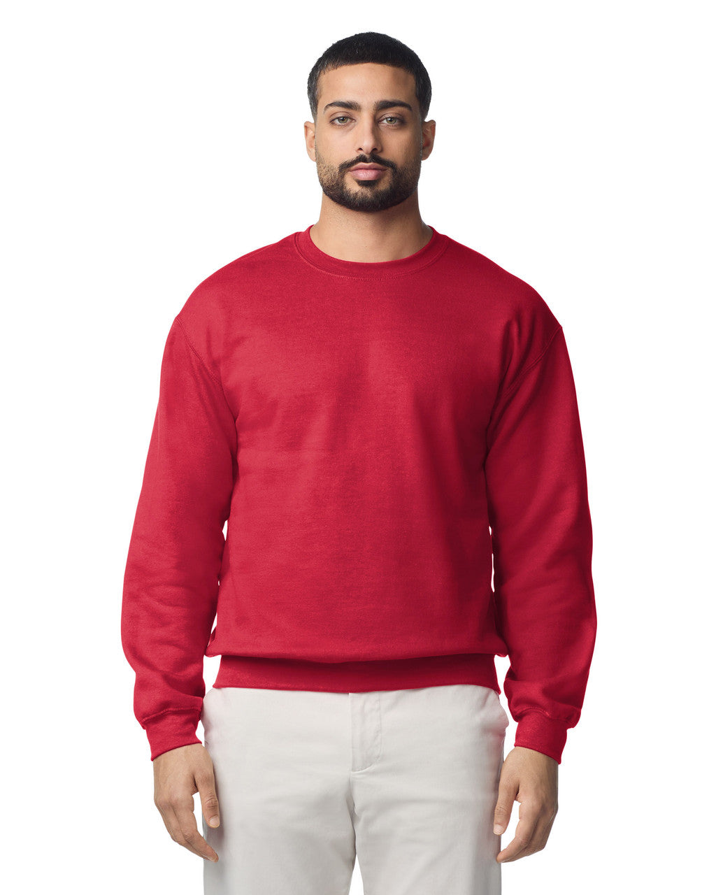 Gildan G180 Heavy Blend Crewneck Sweatshirt - Cherry Red - model front