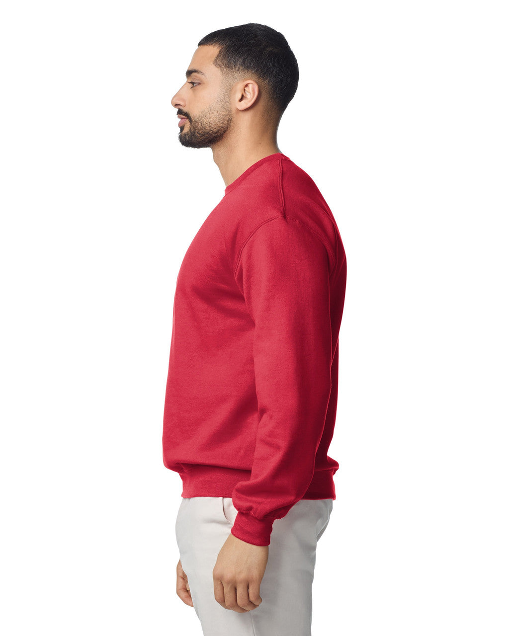 Gildan G180 Heavy Blend Crewneck Sweatshirt - Cherry Red - model side