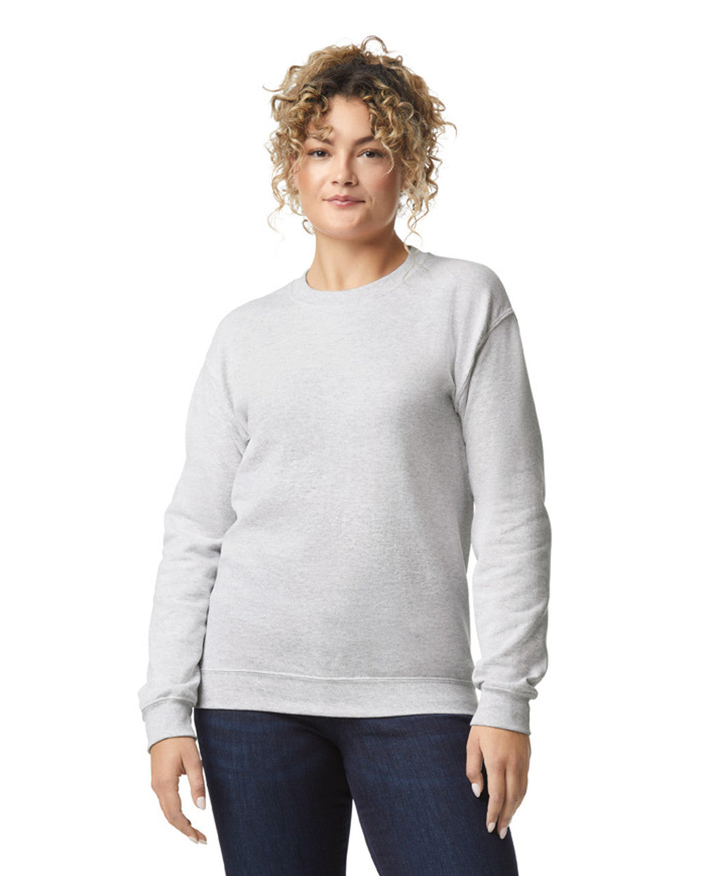 Gildan G180 Heavy Blend Crewneck Sweatshirt - Ash - model front