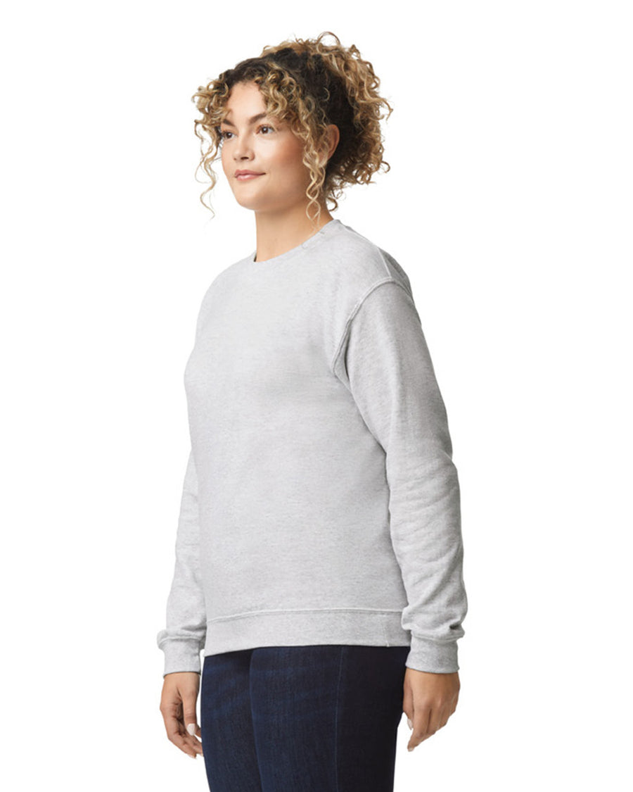 Gildan G180 Heavy Blend Crewneck Sweatshirt - Ash - model side