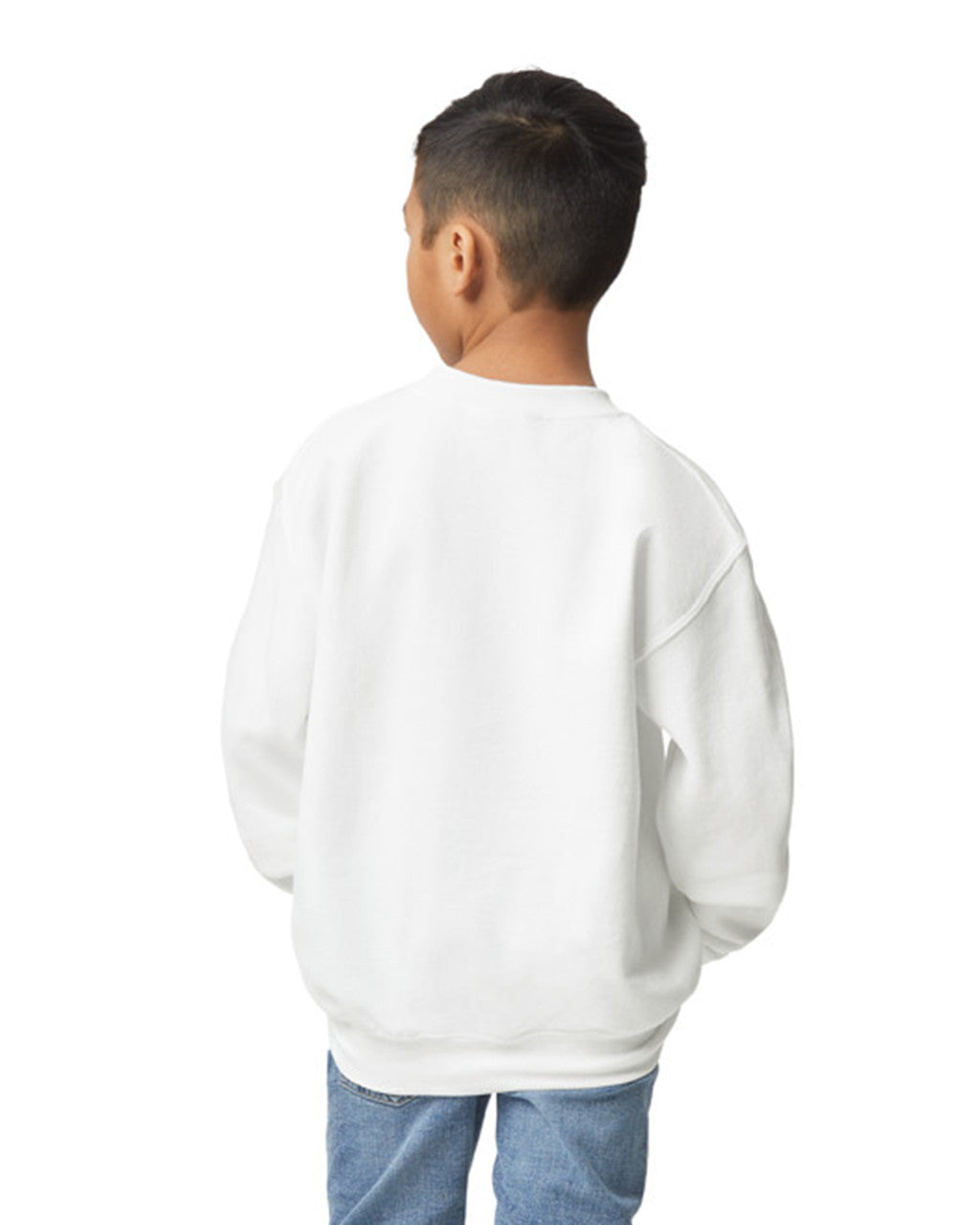 Gildan 18000B Youth Heavy Blend Crewneck Sweatshirt - White - model back