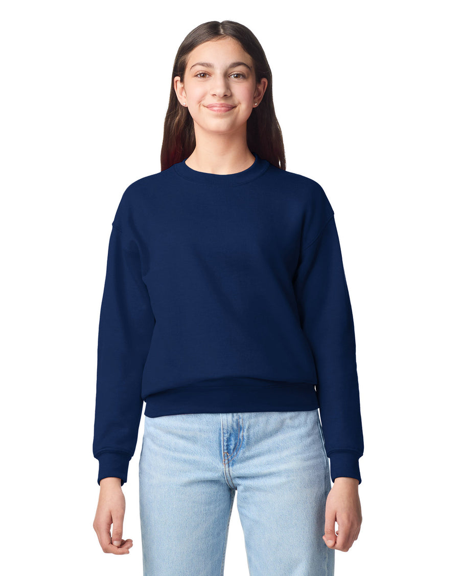 Gildan 18000B Youth Heavy Blend Crewneck Sweatshirt - Navy - model front