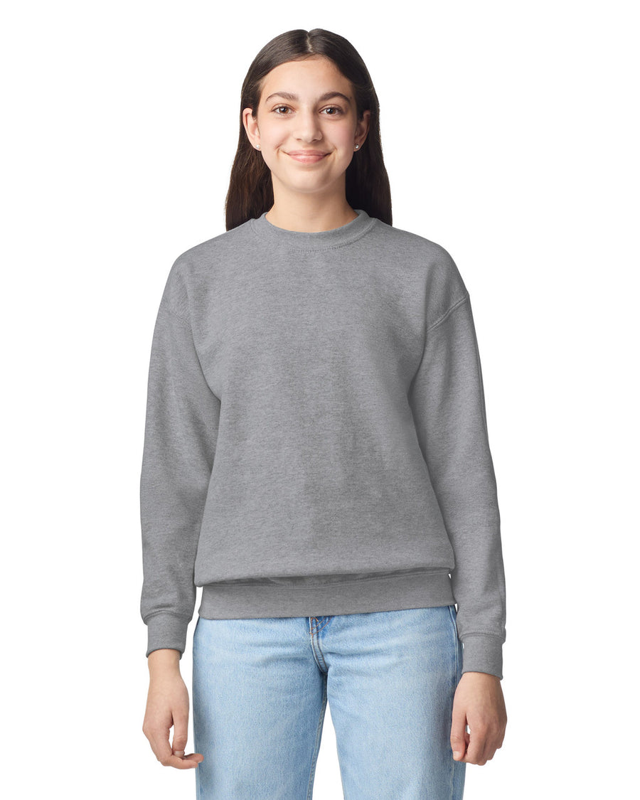 Gildan 18000B Youth Heavy Blend Crewneck Sweatshirt - Sport Grey - model front