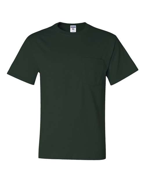 Jerzees 29MPR Unisex Dri-Power 50/50 Pocket T-Shirt - Forest Green - front