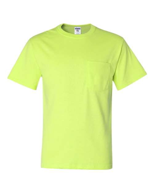Jerzees 29MPR Unisex Dri-Power 50/50 Pocket T-Shirt - Safety Green - front
