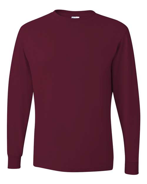 Jerzees 29LSR Unisex Dri-Power Long Sleeve 50/50 T-Shirt - Maroon - front
