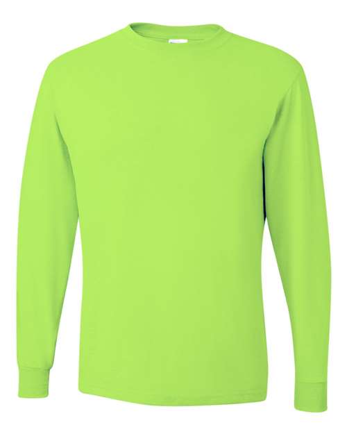 Jerzees 29LSR Unisex Dri-Power Long Sleeve 50/50 T-Shirt - Safety Green - front