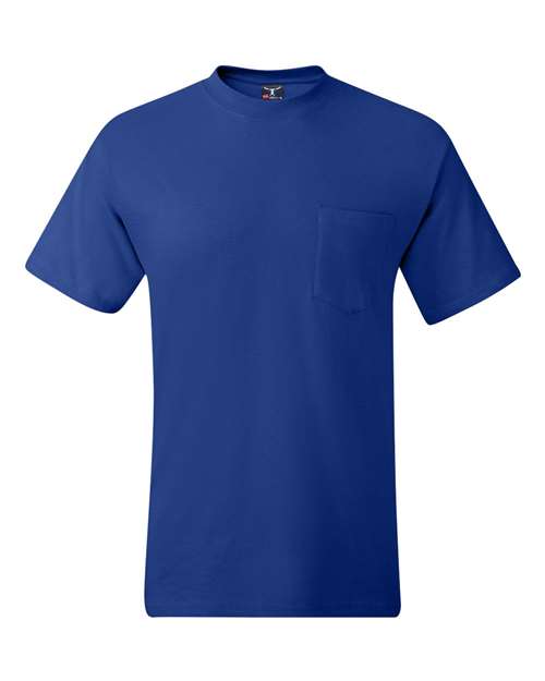 Hanes 5190 Men's Beefy-T Pocket T-Shirt - Deep Royal - front