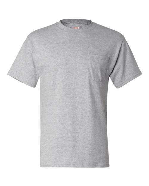 Hanes 5190 Men's Beefy-T Pocket T-Shirt - Light Steel - front