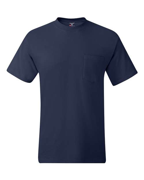 Hanes 5190 Men's Beefy-T Pocket T-Shirt - Navy - front