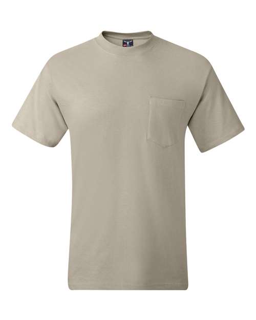 Hanes 5190 Men's Beefy-T Pocket T-Shirt - Sand - front