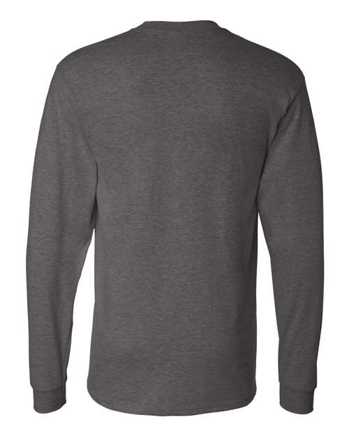 Hanes 5186 Beefy-T Long Sleeve T-Shirt - Charcoal Heather - back