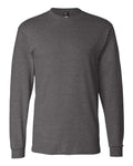 Hanes 5186 Beefy-T Long Sleeve T-Shirt - Charcoal Heather - front