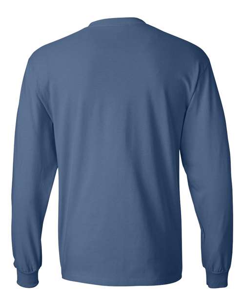 Hanes 5186 Beefy-T Long Sleeve T-Shirt - Denim Blue - back