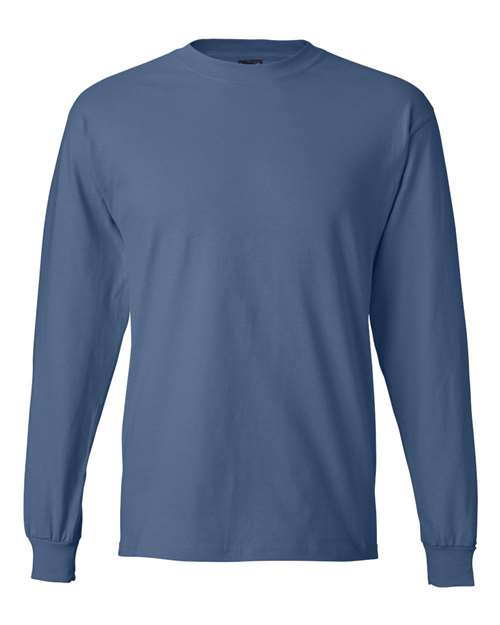 Hanes 5186 Beefy-T Long Sleeve T-Shirt - Denim Blue - front
