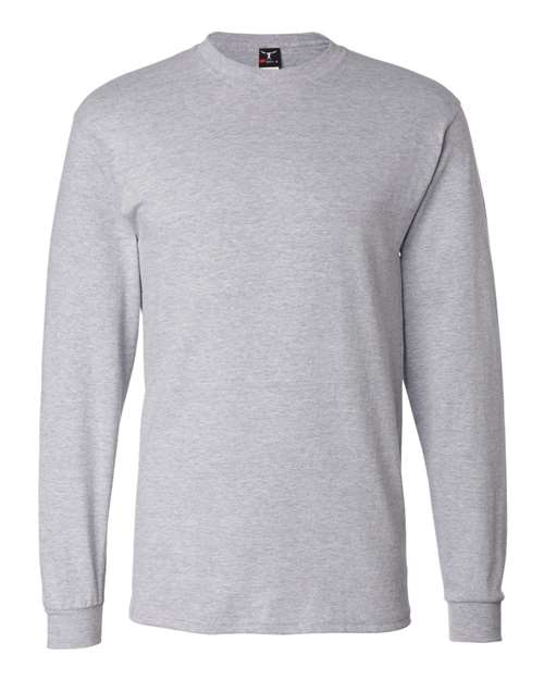 Hanes 5186 Beefy-T Long Sleeve T-Shirt - Light Steel - front