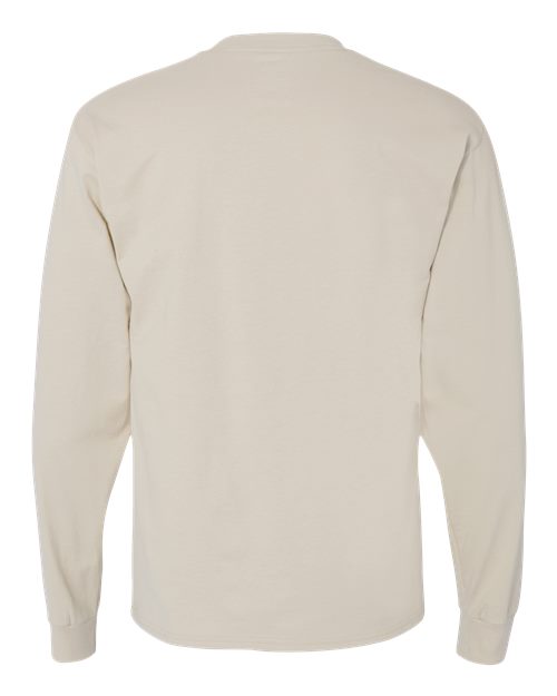 Hanes 5186 Beefy-T Long Sleeve T-Shirt - Sand - back