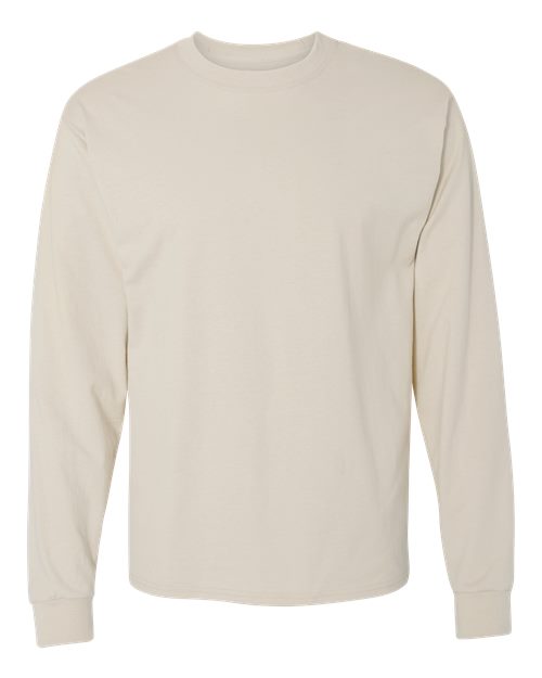 Hanes 5186 Beefy-T Long Sleeve T-Shirt - Sand - front