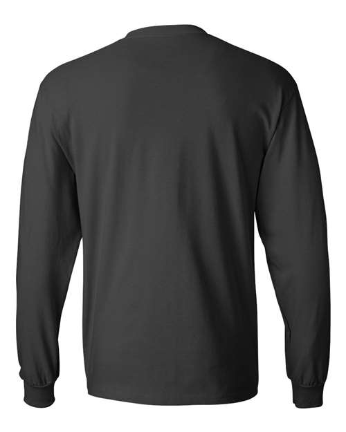 Hanes 5186 Beefy-T Long Sleeve T-Shirt - Smoke Grey - back