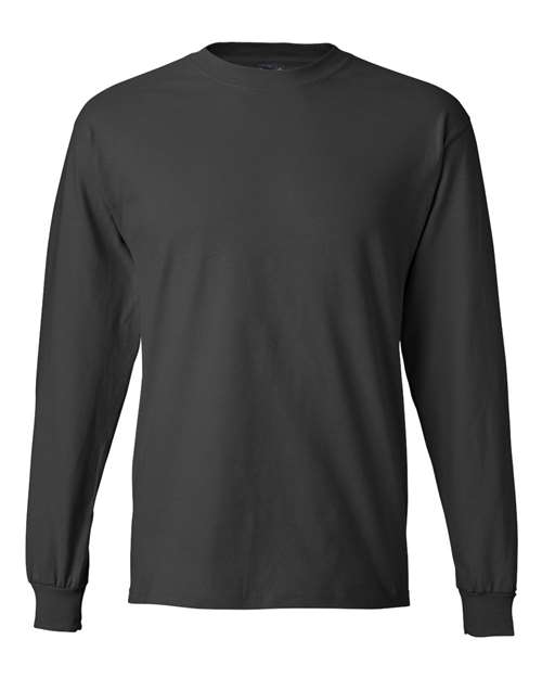 Hanes 5186 Beefy-T Long Sleeve T-Shirt - Smoke Grey - front