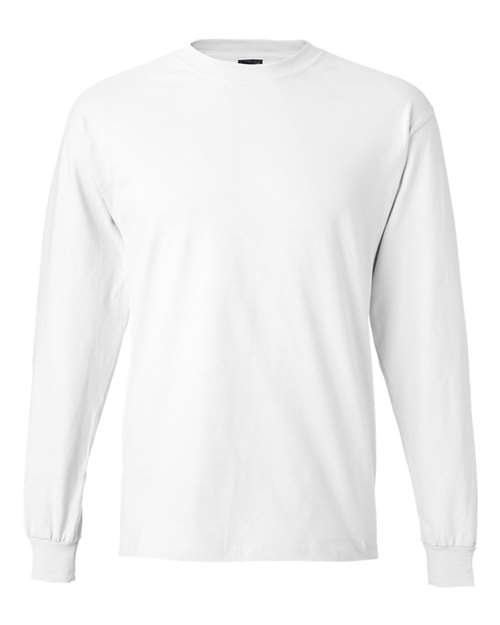 Hanes 5186 Beefy-T Long Sleeve T-Shirt - White - front