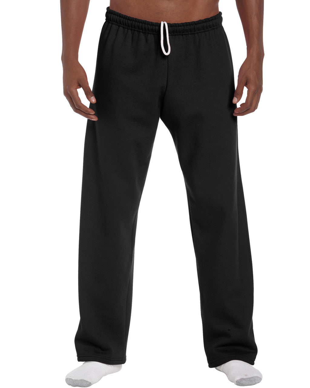 Gildan 18400 Unisex Heavy Blend Open-Bottom Sweatpants - Black - model front
