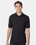 Hanes 054X Men's EcoSmart Jersey Polo - Black - model front