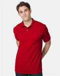 Hanes 054X Men's EcoSmart Jersey Polo - Deep Red - model front
