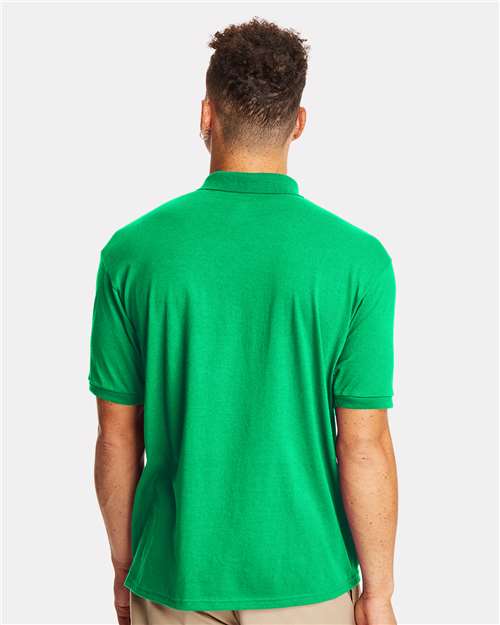 Hanes 054X Men's EcoSmart Jersey Polo - Kelly - model back