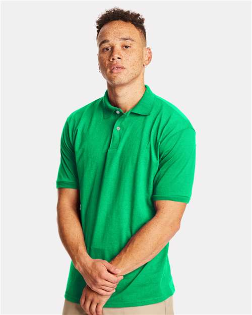 Hanes 054X Men's EcoSmart Jersey Polo - Kelly - model front