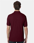 Hanes 054X Men's EcoSmart Jersey Polo - Maroon - model back