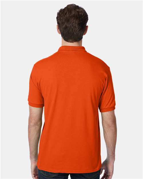 Hanes 054X Men's EcoSmart Jersey Polo - Orange - model back