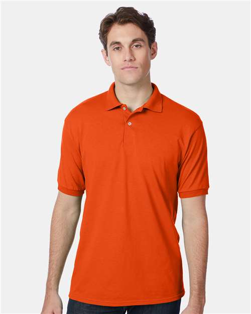 Hanes 054X Men's EcoSmart Jersey Polo - Orange - model front