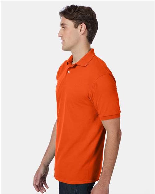 Hanes 054X Men's EcoSmart Jersey Polo - Orange - model side