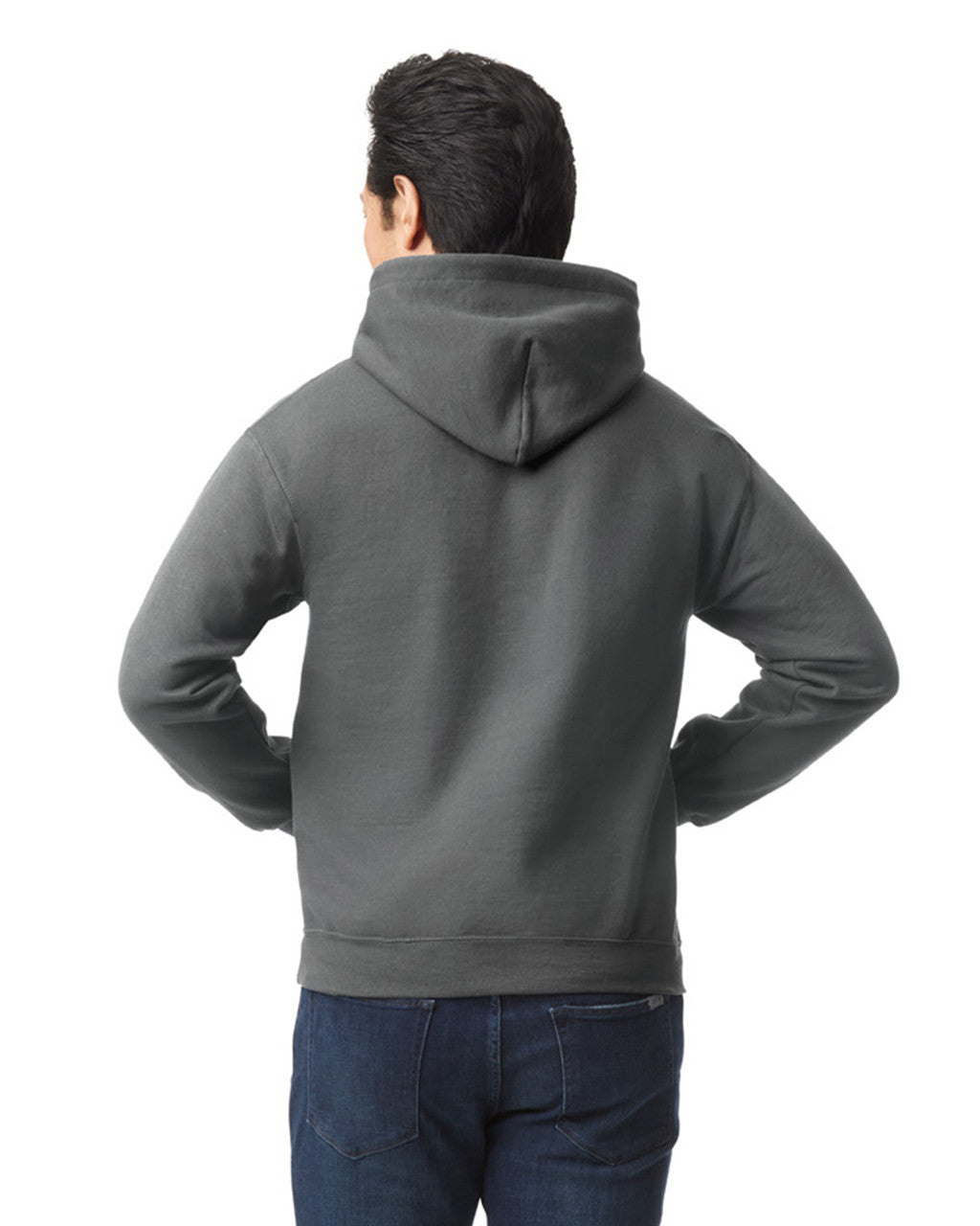 Gildan G185 Heavy Blend Hooded Sweatshirt - Charcoal - model back