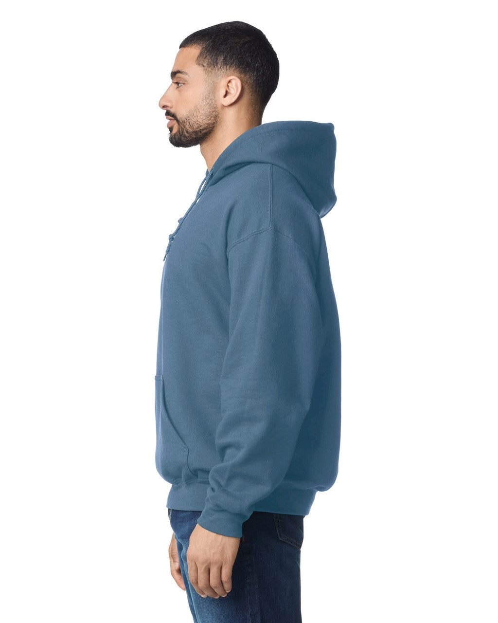 Gildan G185 Heavy Blend Hooded Sweatshirt - Indigo Blue - model side