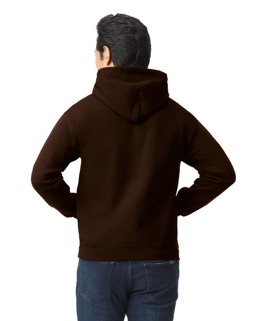 Gildan G185 Heavy Blend Hooded Sweatshirt - Dark Chocolate - model back